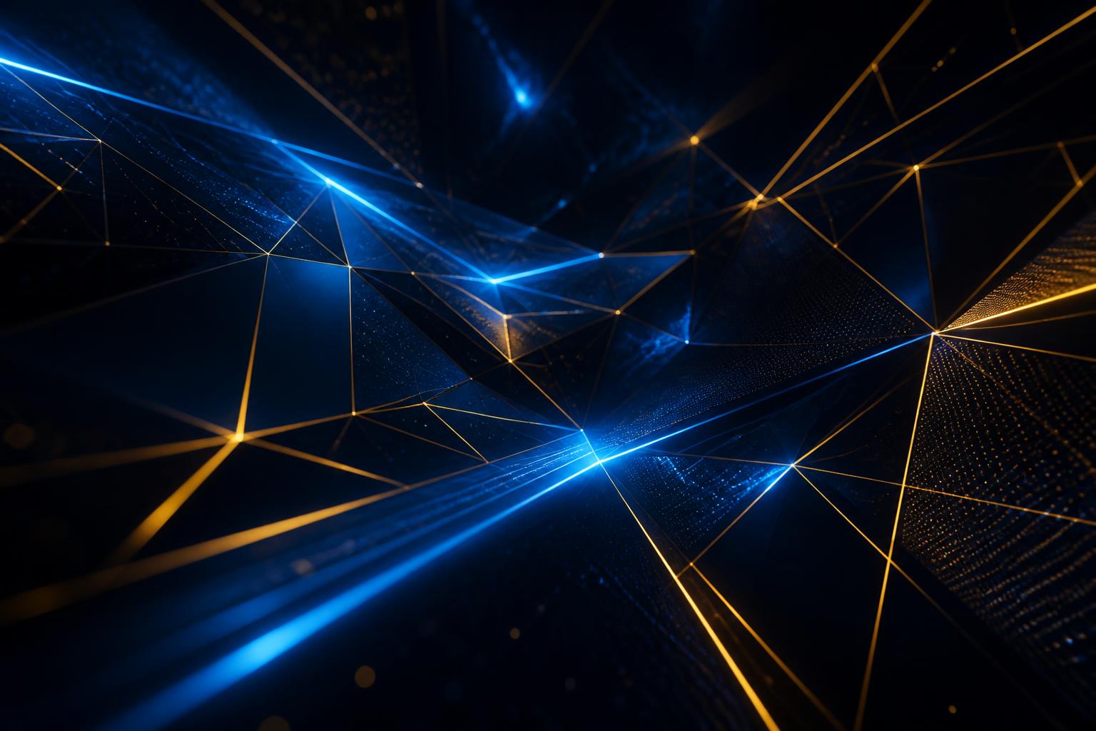 Abstract gold and electric blue digital network illustration